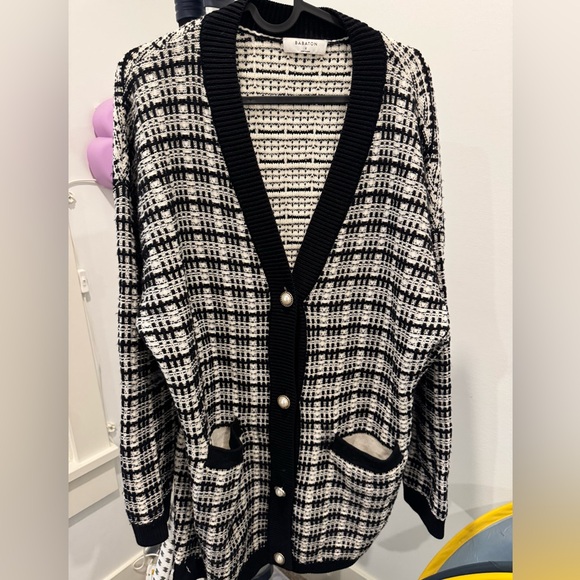 Babaton Sweaters - Babaton Wool Plaid Knit Cardigan